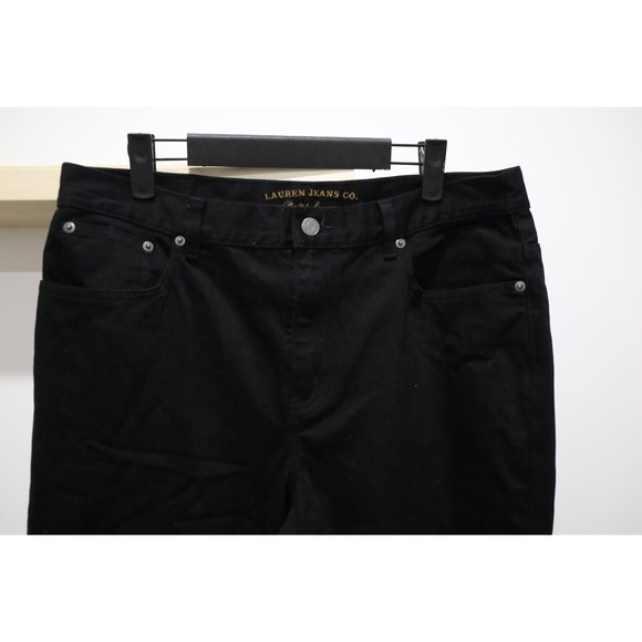 Lauren Jeans Co. Ralph Lauren Denim Jeans Womens Sz 14 Bootcut Black Stretch - Picture 2 of 8